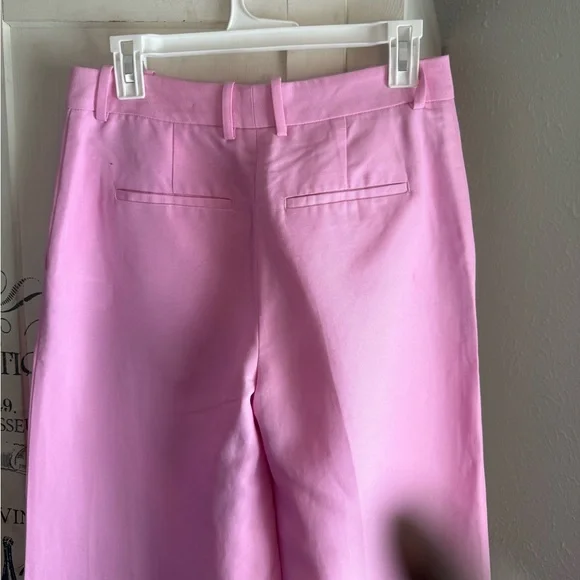 NWT Reiss Raine Tailored Pink Wide-Leg Linen Blend Trouser Pants - Picture 11 of 16